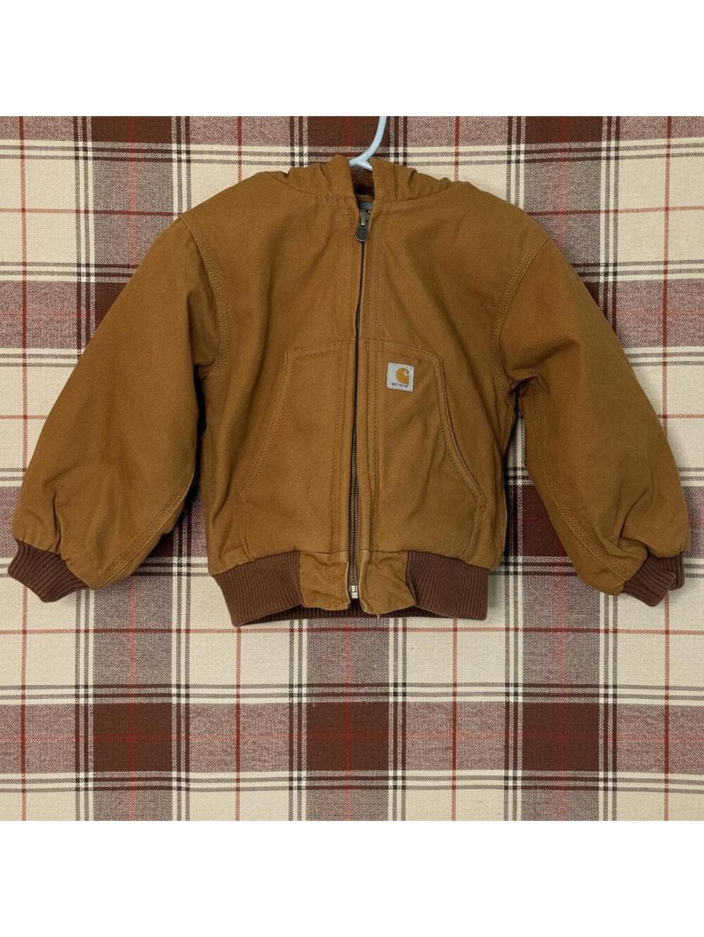 Carhartt Kids 2T Canvas Duck Active Jac Insulated Hooded Jacket Brown